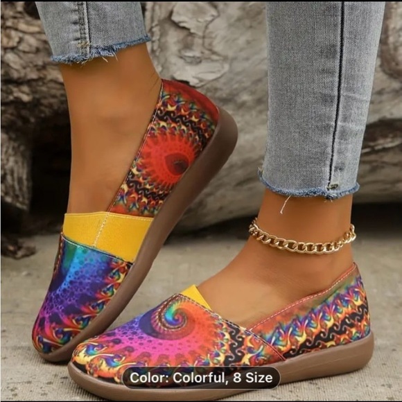 New! Women's Colorful Comfortable Flat Shoes, Casual Slip On. Size: 8 - Picture 4 of 6